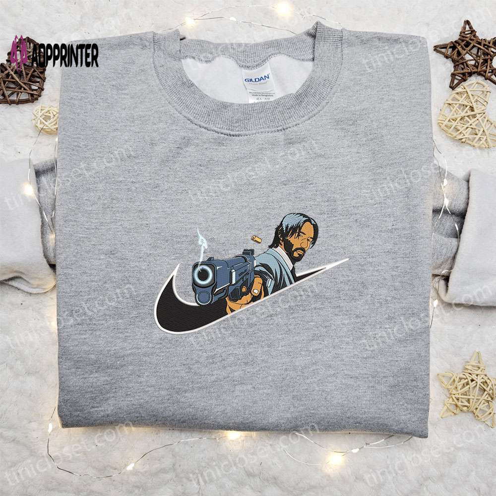 John wick x nike: movie embroidered sweatshirt – best birthday gift ideas Embroidered Shirt