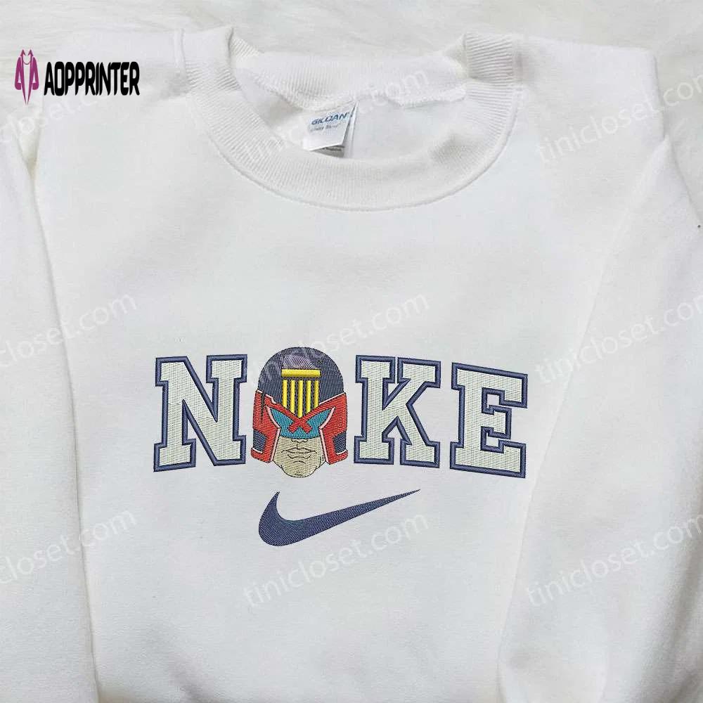 Judge dredd helmet x nike embroidered shirt: movie inspired nike shirt Embroidered Shirt