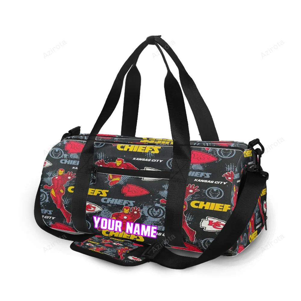 Kansas city chiefs emblem iron man personalized name travel bag gym bag 590 Travel Bag