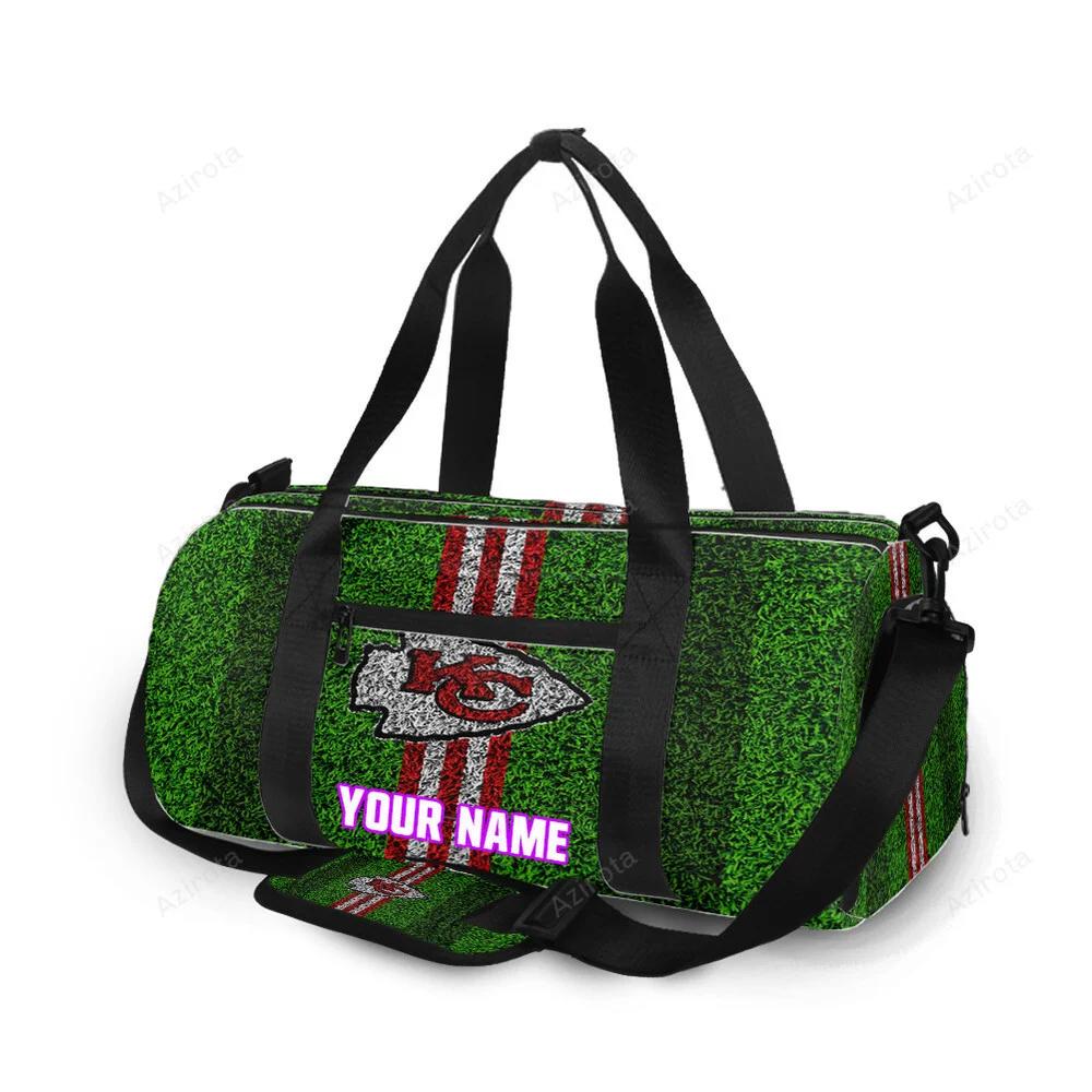 Kansas city chiefs grass texture personalized name travel bag gym bag 1610 Travel Bag