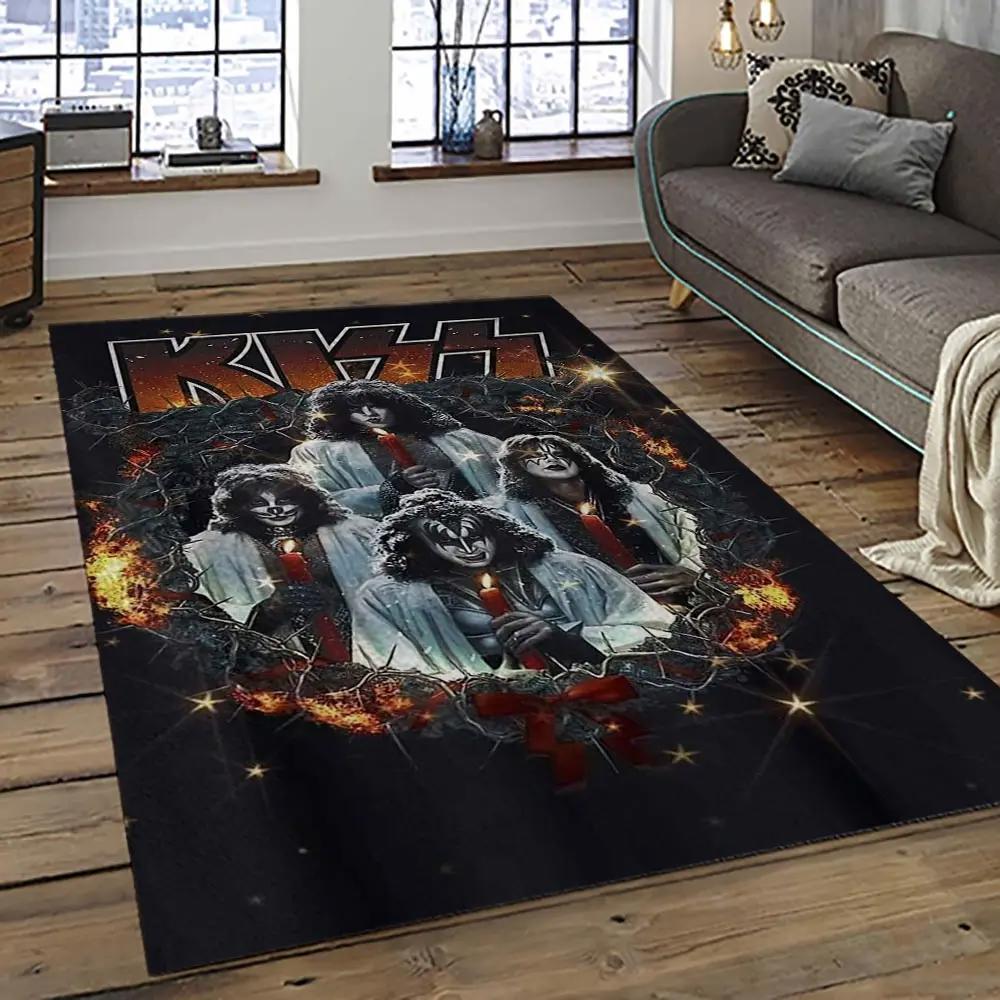 Kiss rock band music retangle carpet area rug home decor best gift for fan and friends as23 Rectangle Rug