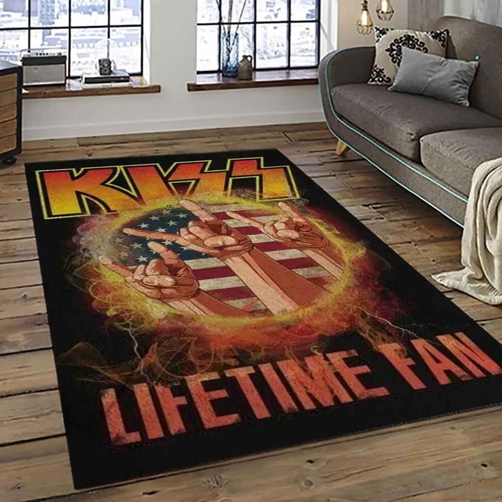 Kiss rock band music retangle carpet area rug home decor best gift for fan and friends as31 Rectangle Rug
