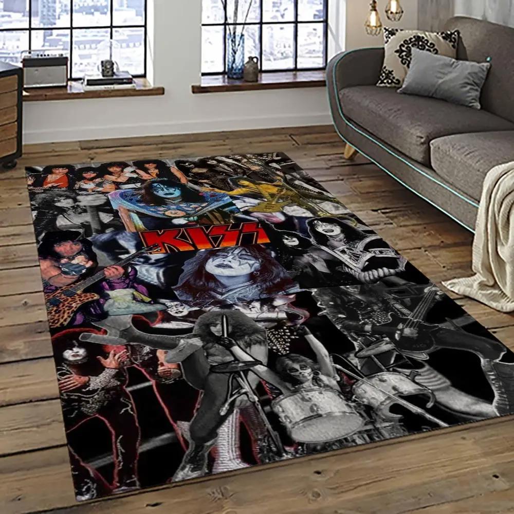 Kiss rock band music retangle carpet area rug home decor best gift for fan and friends as38 Rectangle Rug
