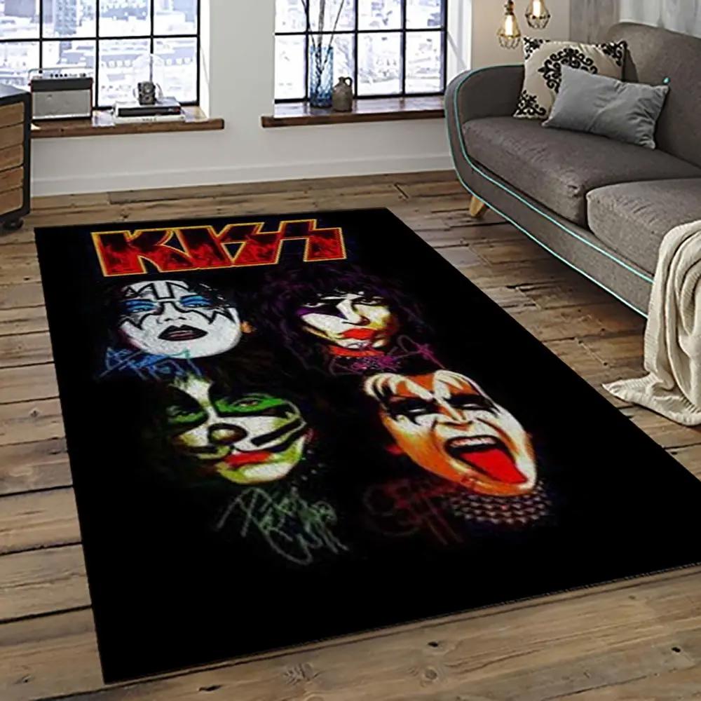 Kiss rock band music retangle carpet area rug home decor best gift for fan and friends as92 Rectangle Rug