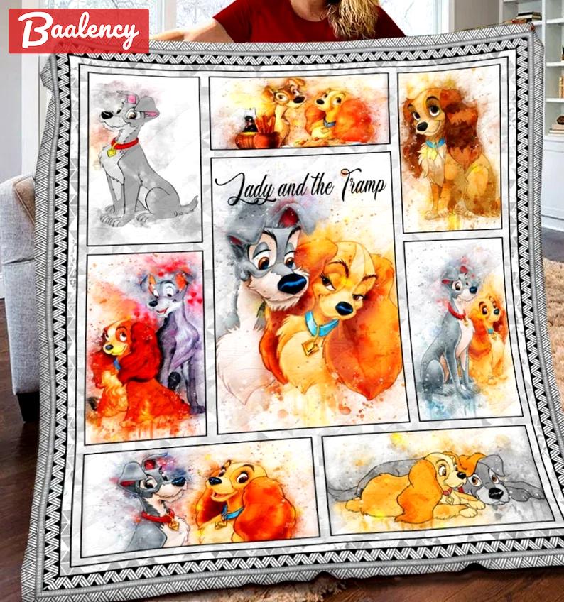 Lady and the tramp blanket, lady and the tramp fleece blanket, couch sofa blanket, lady and the tramp gift, christmas gifts Quilt Blanket