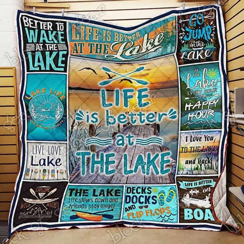 Lake blanket - life is better at the lake quilt blanket - lake gifts for friends Quilt Blanket