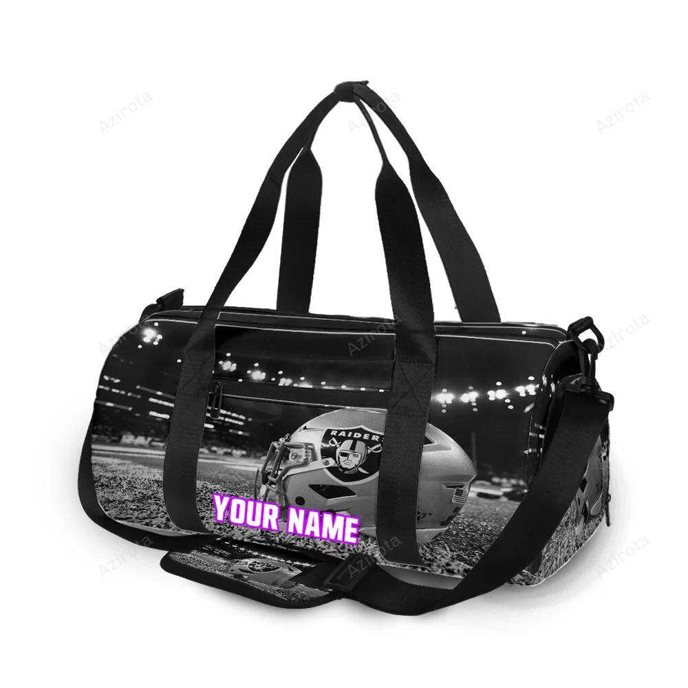 Las vegas raiders helmet in the grass personalized name travel bag gym bag 1456 Travel Bag