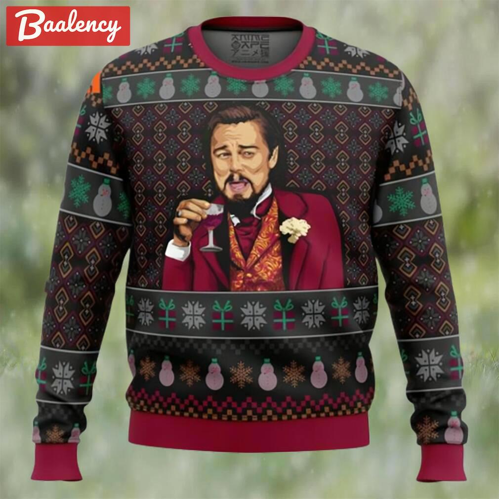 Laughing leo dicaprio meme ugly christmas sweater Christmas Ugly Sweater