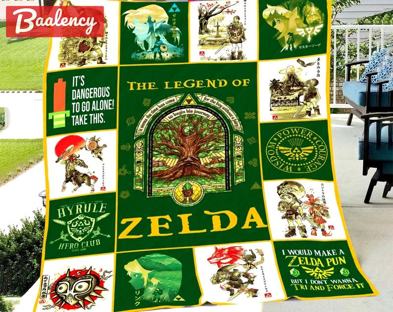 Legend of zelda fleece blanket, zelda blanket, it’s dangerous to go alone, i would make a zelda pun, christmas gifts, birthday gifts Quilt Blanket
