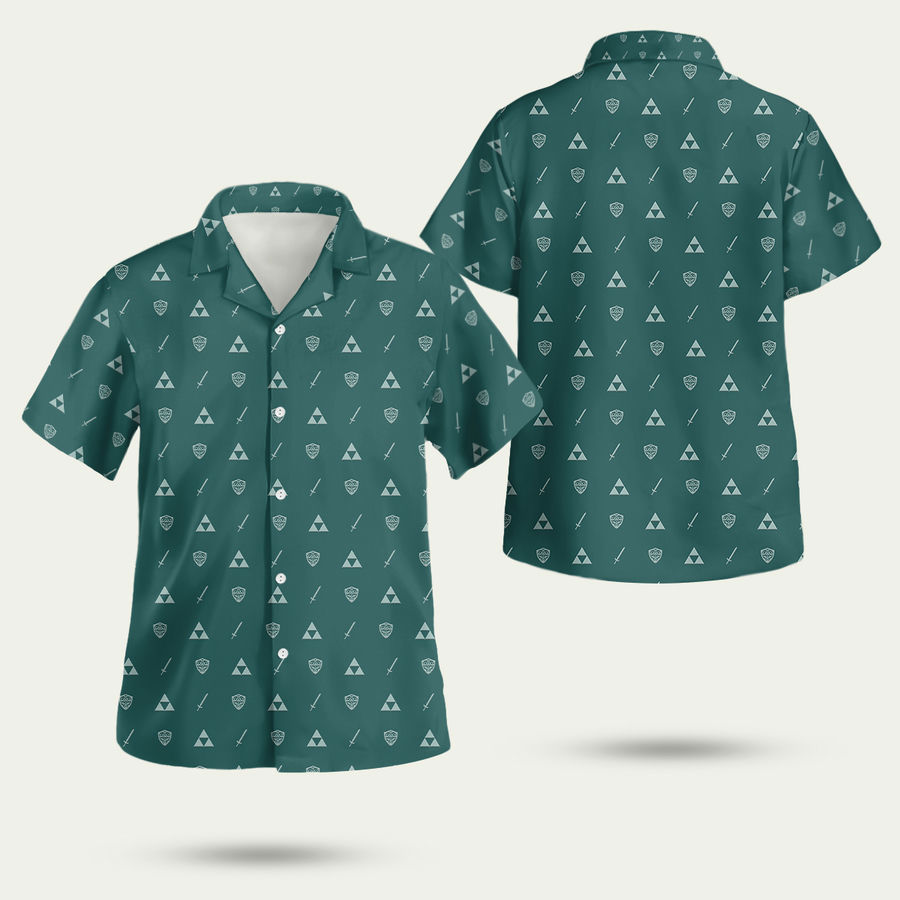 Legend of zelda triforce shield sword green loz hawaiian shirt Hawaii Shirt Shorts & Flip Flops