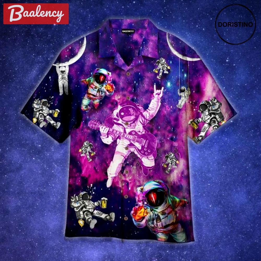 Lets rock astronaut tropical hawaiian shirt Hawaii Shirt Shorts & Flip Flops