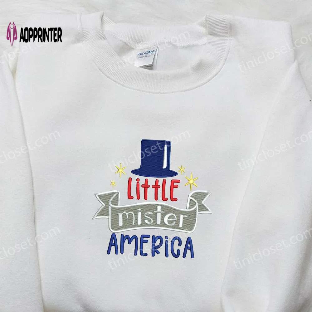 Little mister america embroidered shirt: best patriotic shirts for national day gifts Embroidered Shirt