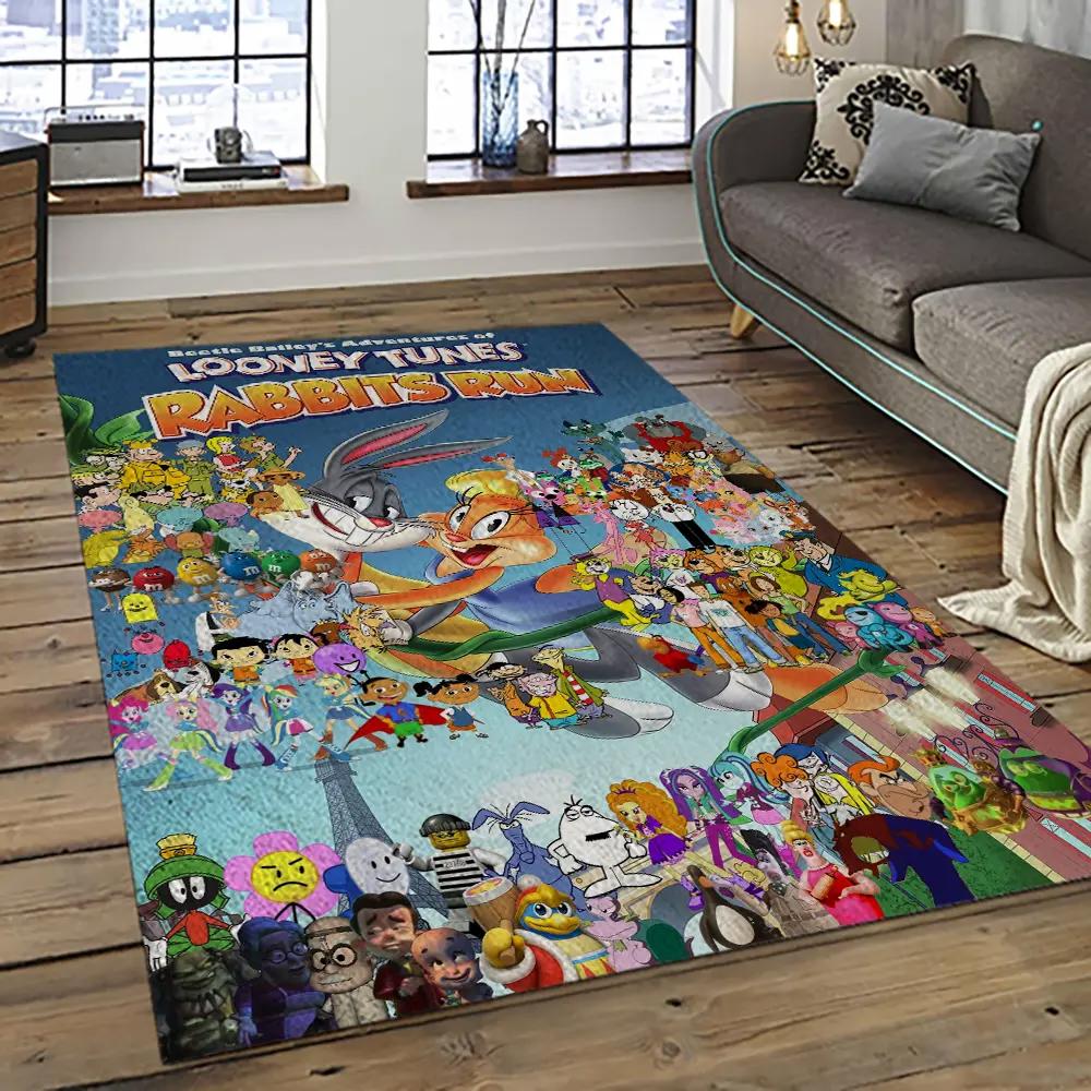 Looney tunes characters cartoon movie carpet rectangle area rug for living room bedroom decor lt26 Rectangle Rug