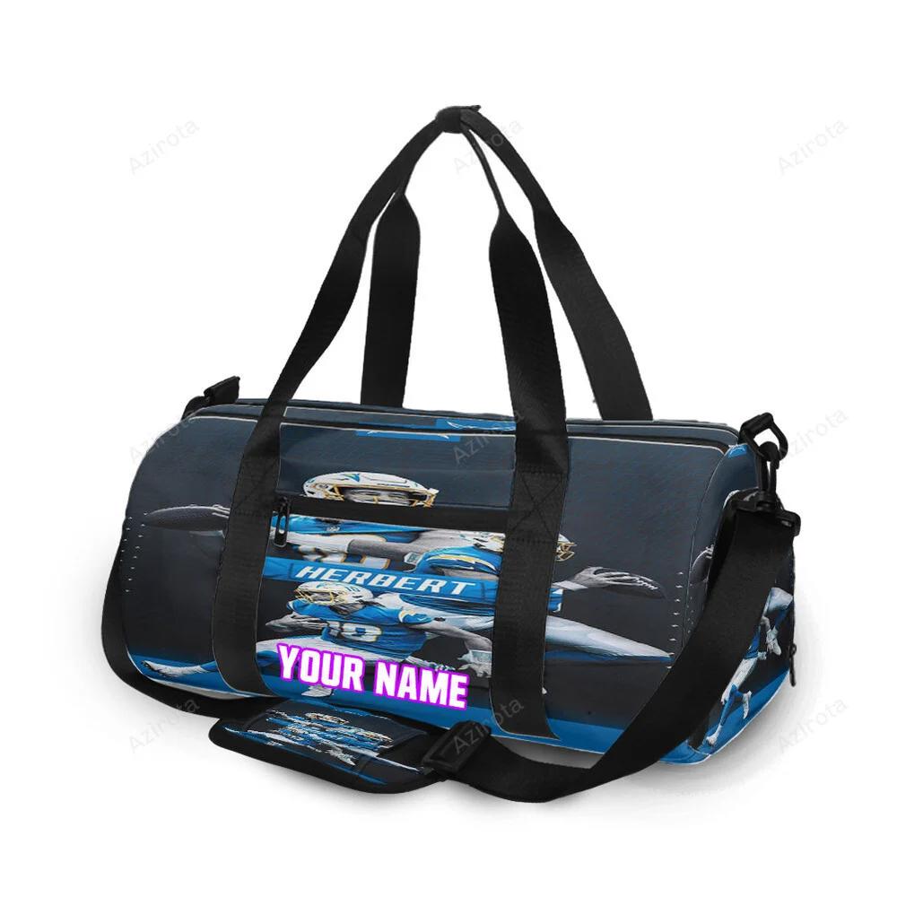Los angeles chargers justin herbert2 personalized name travel bag gym bag 990 Travel Bag