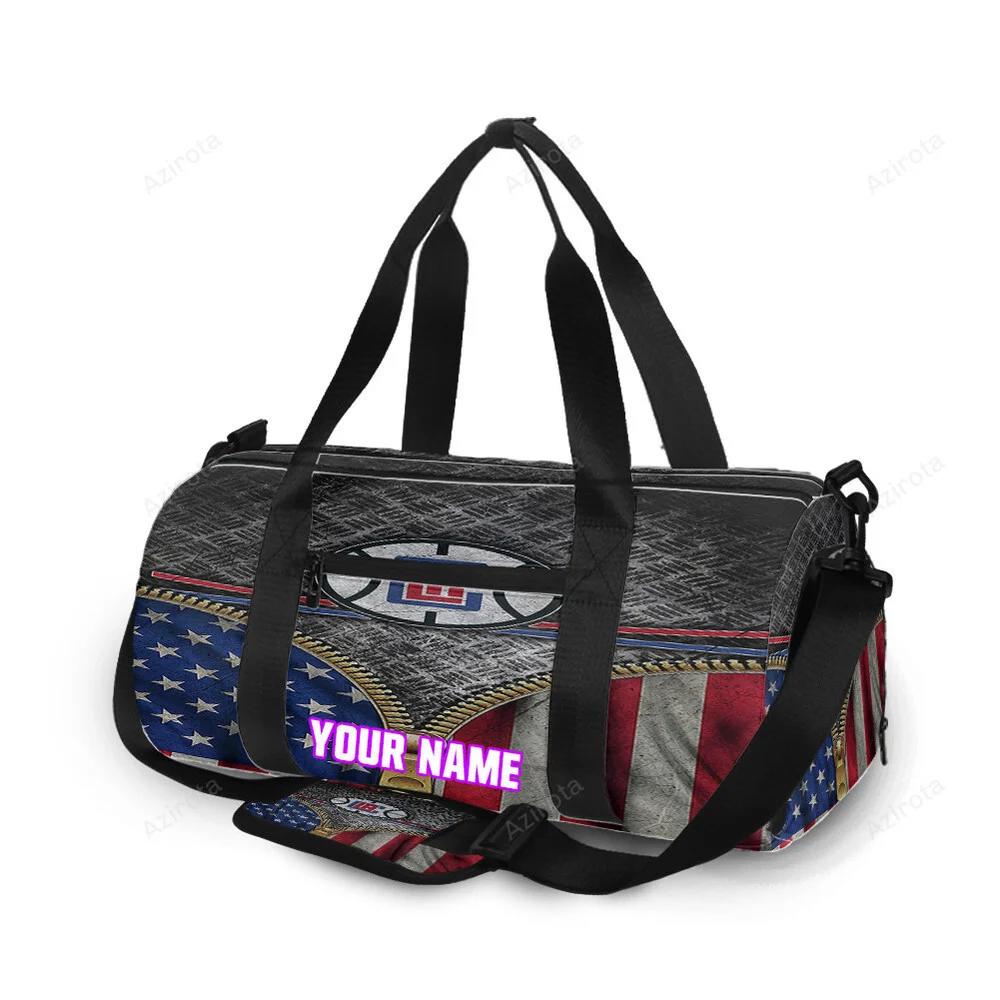 Los angeles clippers metal flag personalized name travel bag gym bag 387 Travel Bag