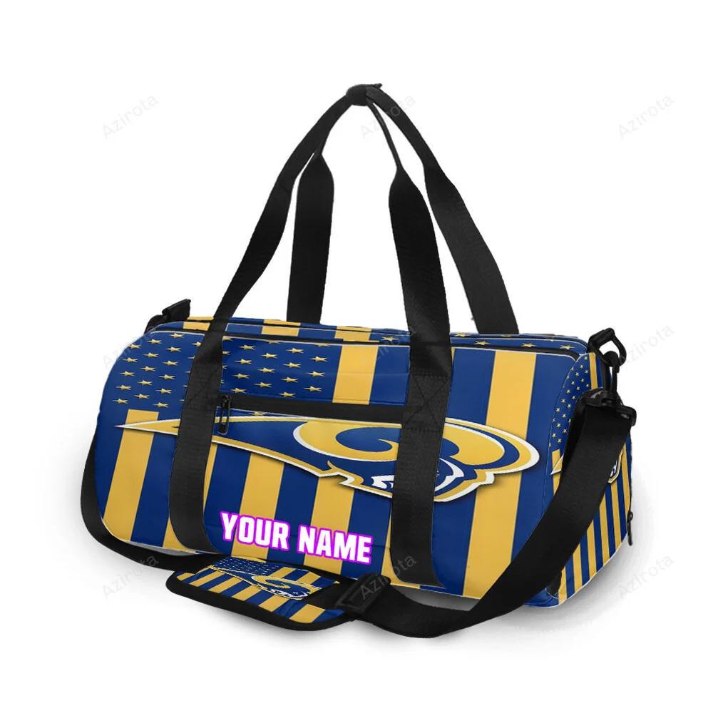 Los angeles rams yellow blue flag personalized name travel bag gym bag 1953 Travel Bag