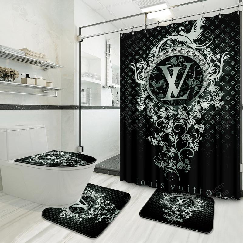Louis vuitton bathroom set luxury shower curtain waterproof luxury brand hot 2023 45 Bathroom Accessory Sets