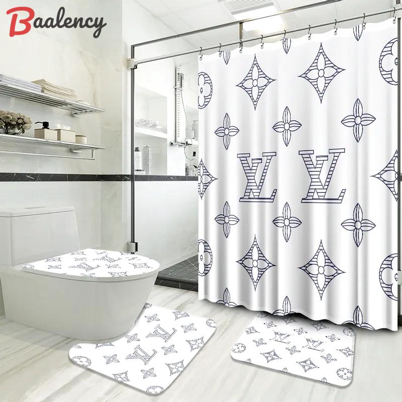 Louis vuitton bathroom set luxury shower curtain waterproof luxury brand with logo louis vuitton 32 295 Bathroom Set