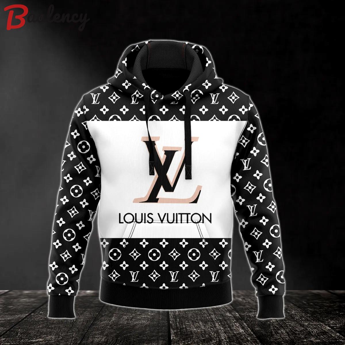 Louis vuitton black hoodie lv luxury clothing clothes outfit for men Hoodie 3D