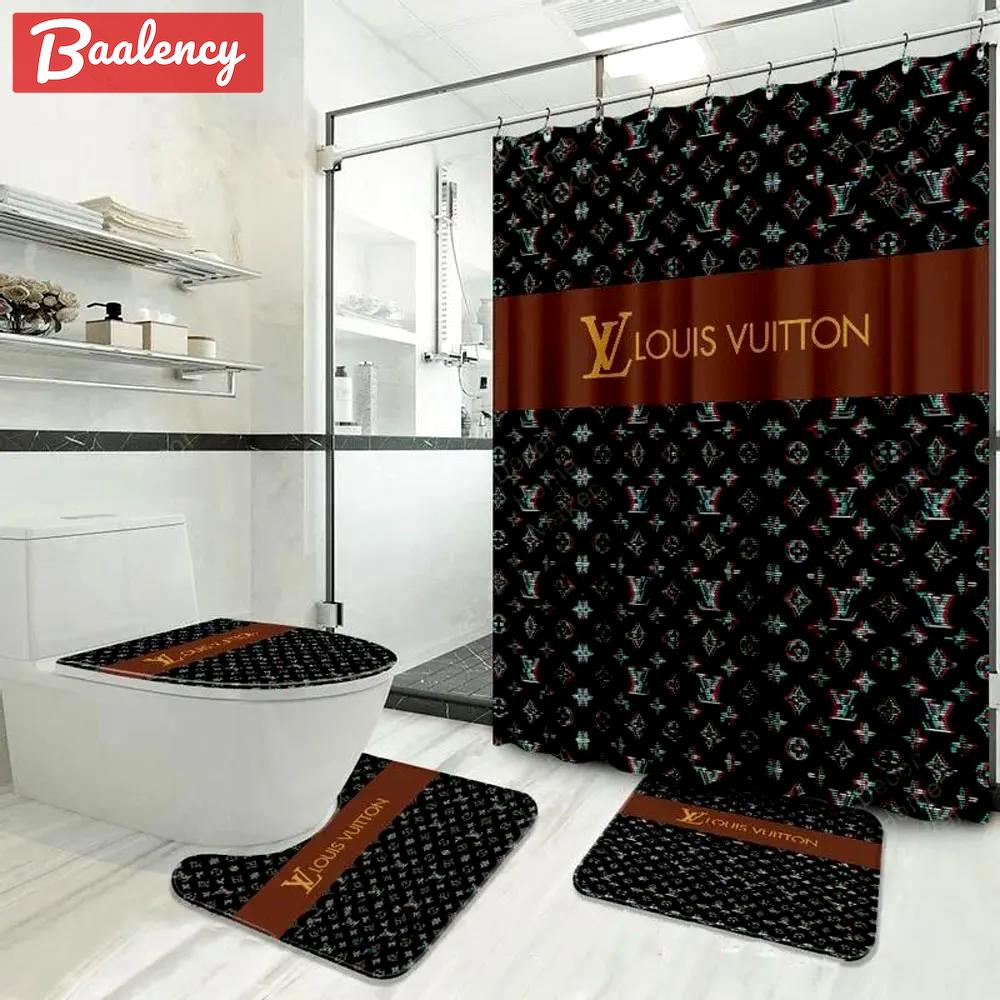 Louis vuitton black monogram bathroom sets home decor hypebeast luxury fashion brand bath mat Bathroom Set