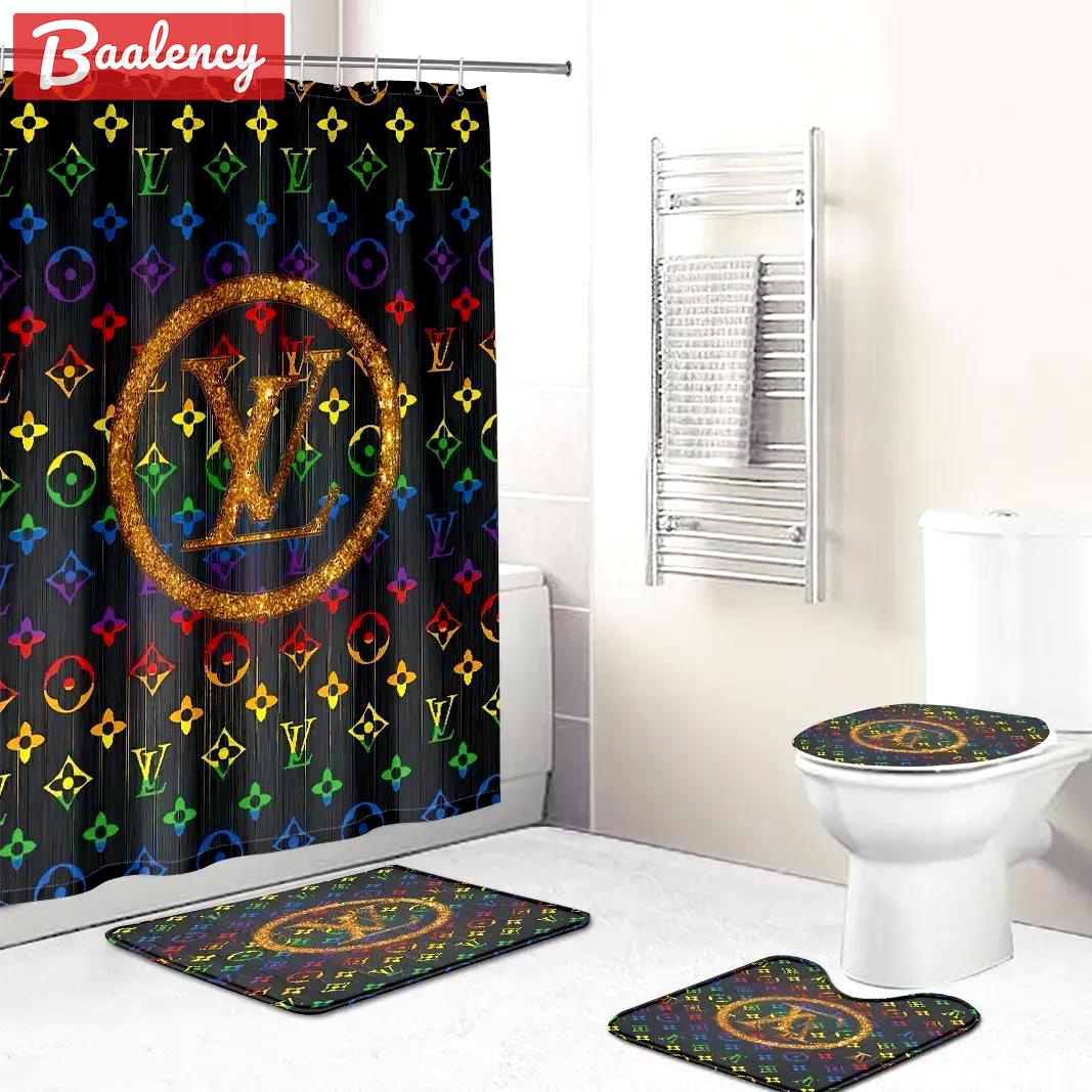 Louis vuitton coloful luxury brand fashion golden logo limited bathroom set home decor Bathroom Set
