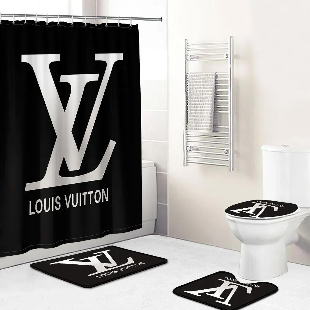 Louis vuitton fashion white logo premium limited luxury brand bathroom set home decor Bathroom Set