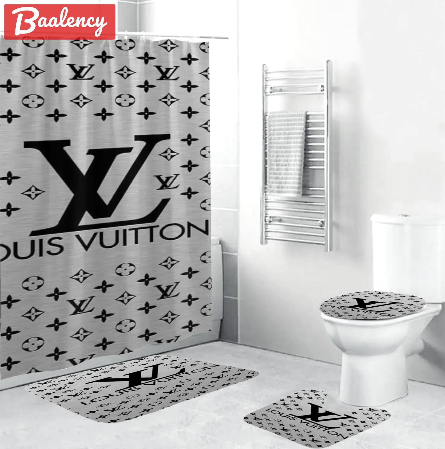 Louis vuitton grey fashion logo limited luxury brand bathroom set home decor Bathroom Set