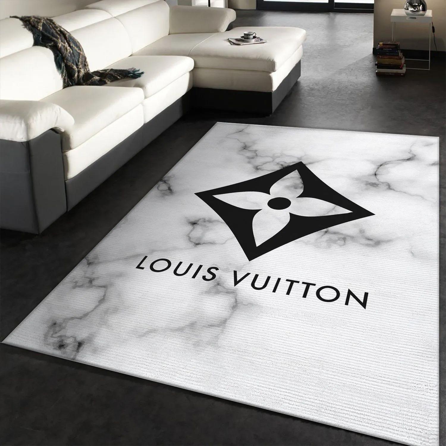 Louis vuitton logo type 781. Upgrade Your Living Room with Luxury Home Decor: Area Carpets, Floor Decor, Door Mats, and Hot Gift Items with style a High-End Fashion Brand Rectangle Rug