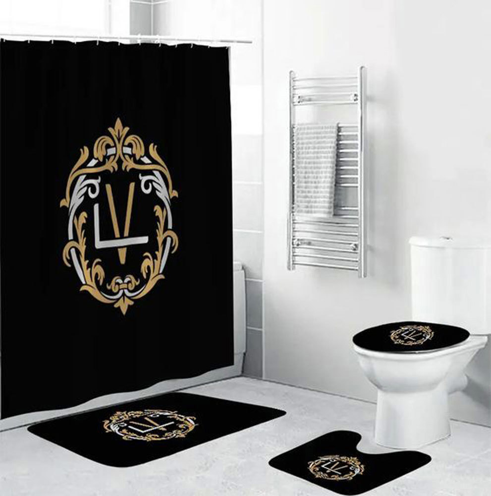 Louis vuitton lv black home decor bath mat bathroom sets hypebeast luxury fashion brand Bathroom Set