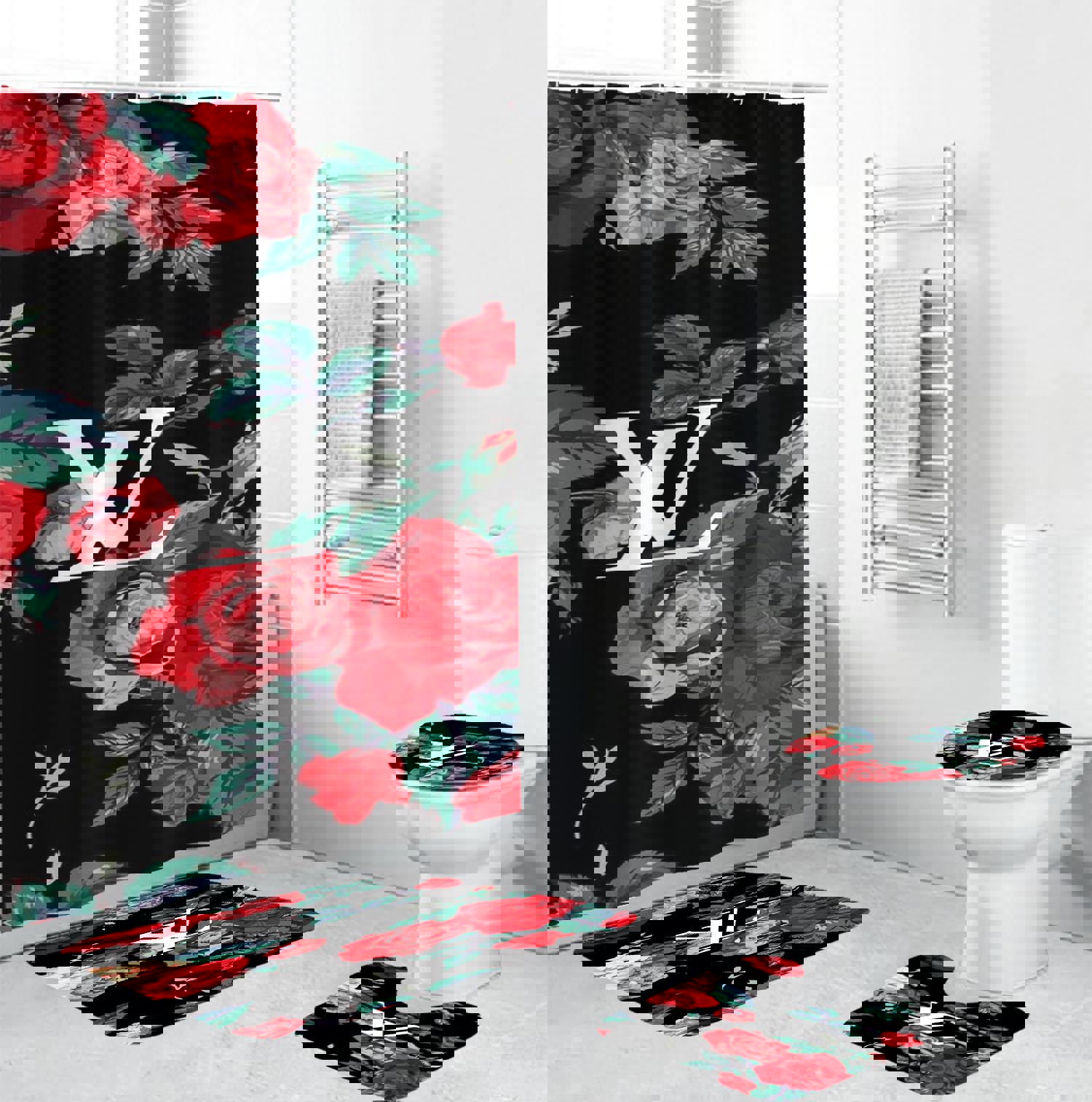 Louis vuitton lv flower bath mat bathroom sets luxury fashion brand home decor hypebeast Bathroom Set