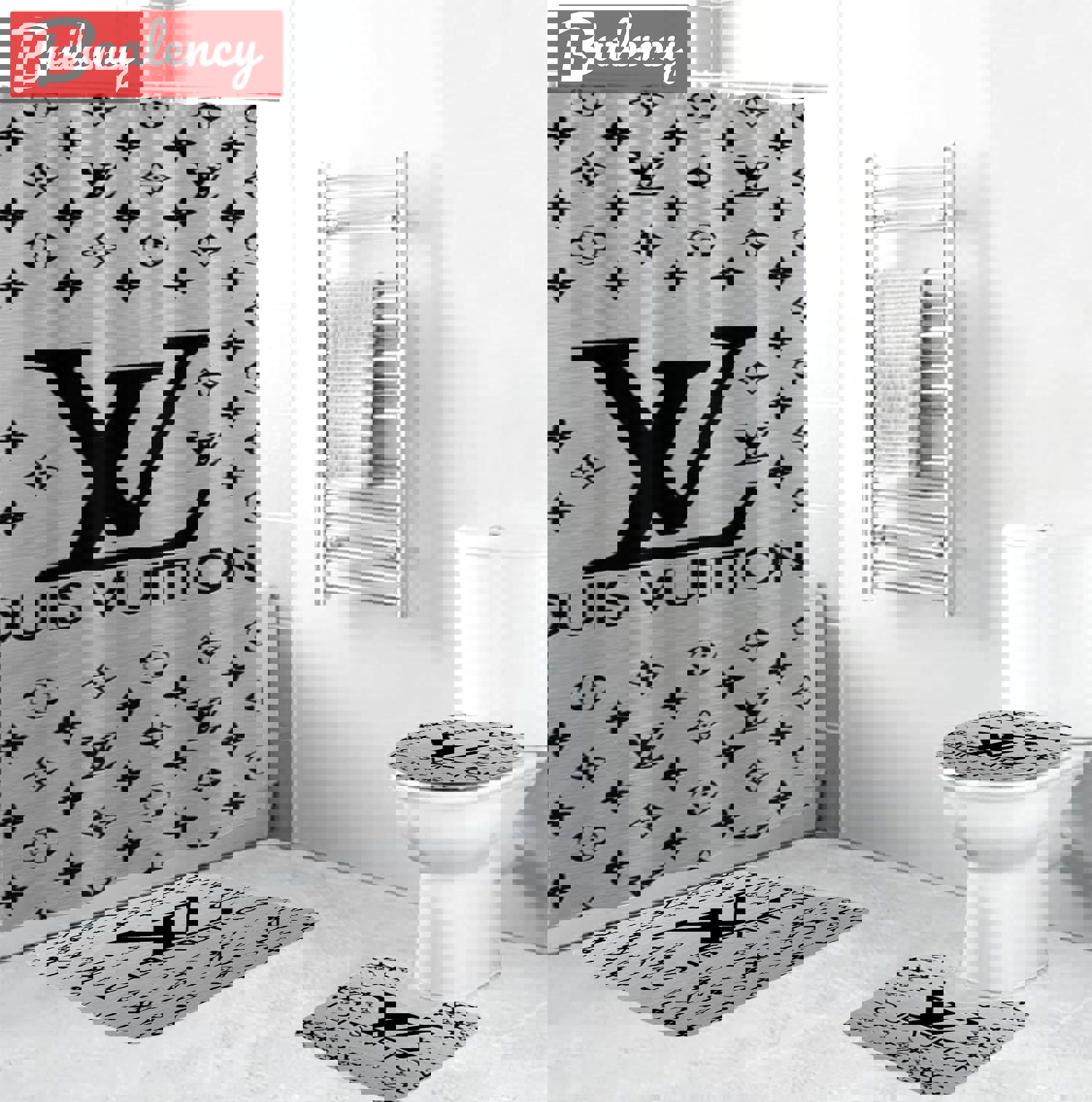 Louis vuitton lv grey bathroom sets bath mat home decor hypebeast luxury fashion brand Bathroom Set