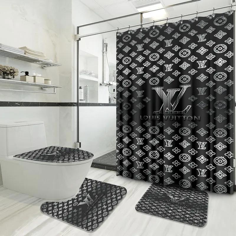 Louis vuitton lv louis vuitton bathroom set home decor luxury fashion brand bath mat hypebeast Bathroom Set