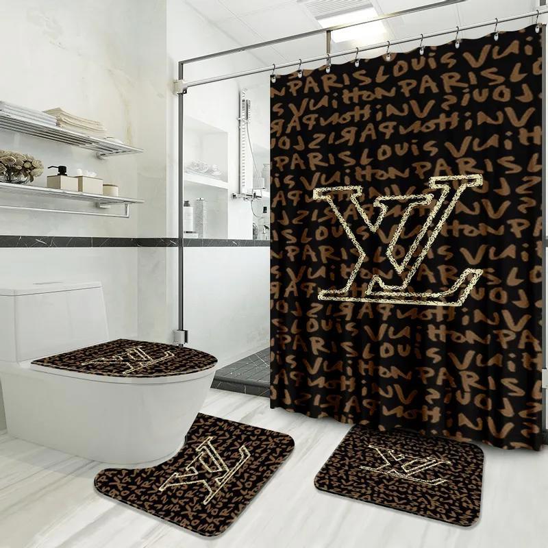 Louis vuitton lv louis vuitton bathroom set luxury fashion brand home decor hypebeast bath mat Bathroom Set