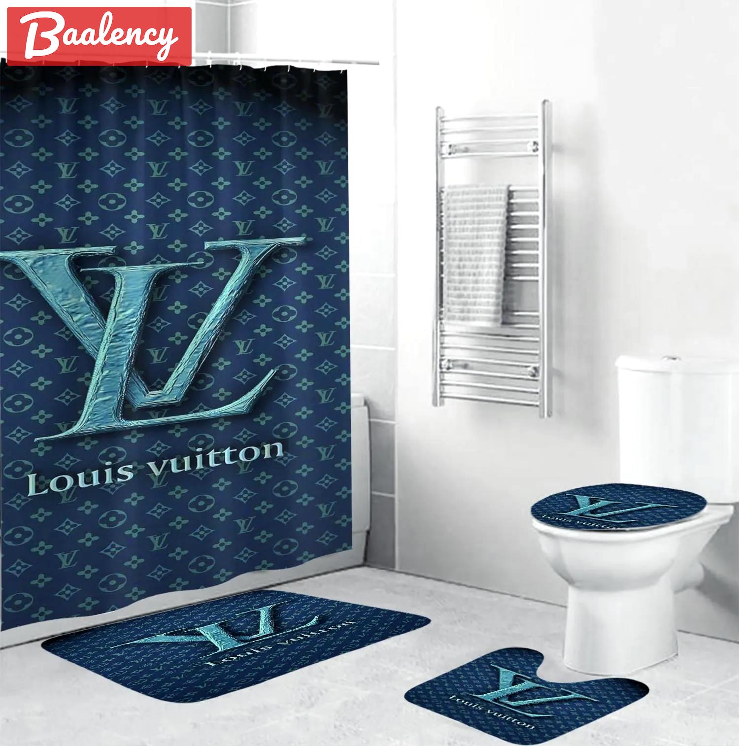 Louis vuitton lv louis vuitton blue stonein sea monogram bath mat bathroom sets home decor hypebeast luxury fashion brand Bathroom Set