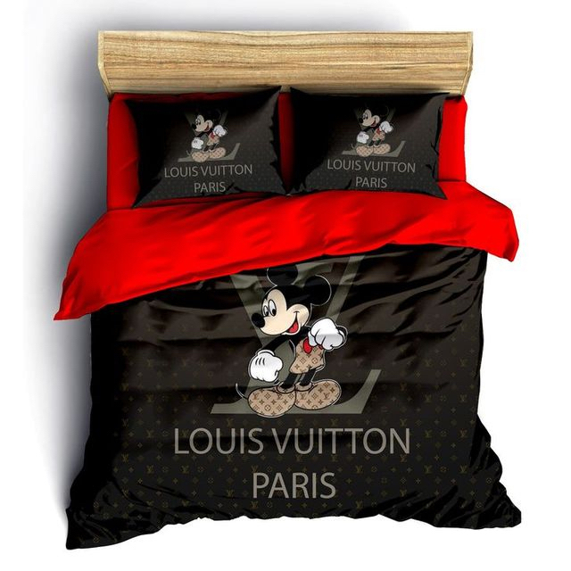 Louis vuitton mickey mouse logo type 102 Bedding Sets covers bedspread premium fashion brand sheets luxury ideas duvet home decor blankets bed linen bedclothes hyperbeast Bedroom