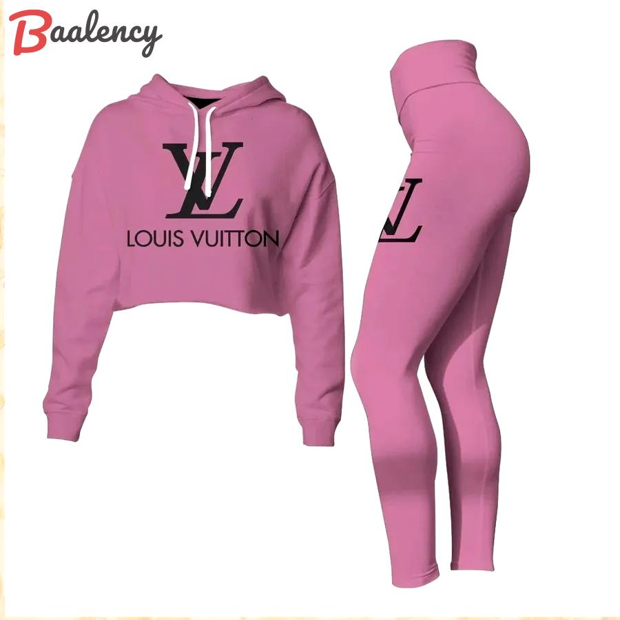 Louis vuitton pinky luxury brand clothes leggings and crop top set for women Croptop Hoodie Legging Set