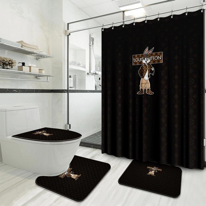 Louis vuitton rabbit luxury brand logo premium bathroom set home decor Bathroom Set
