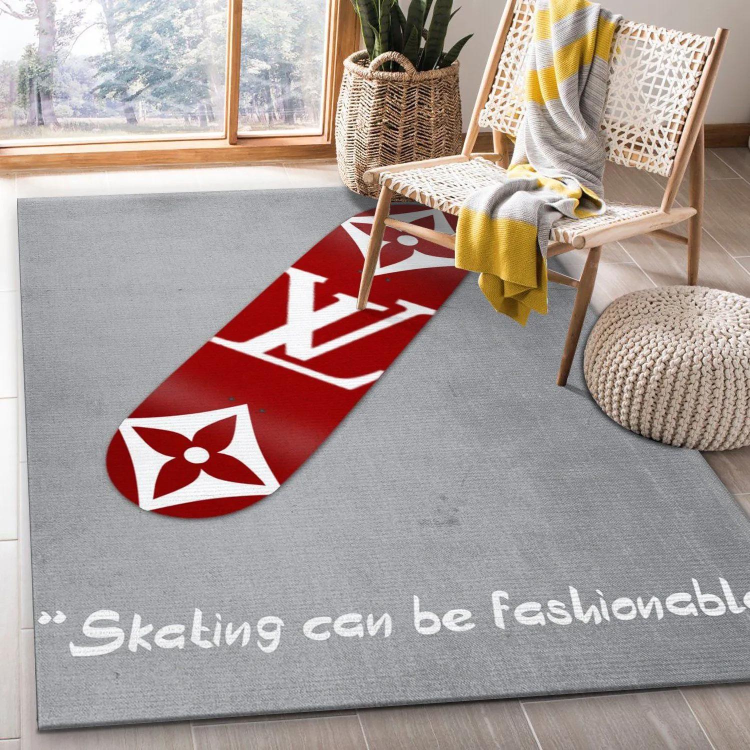 Louis vuitton skateboard logo type 154. Upgrade Your Living Room with Luxury Home Decor: Area Carpets, Floor Decor, Door Mats, and Hot Gift Items with style a High-End Fashion Brand Rectangle Rug