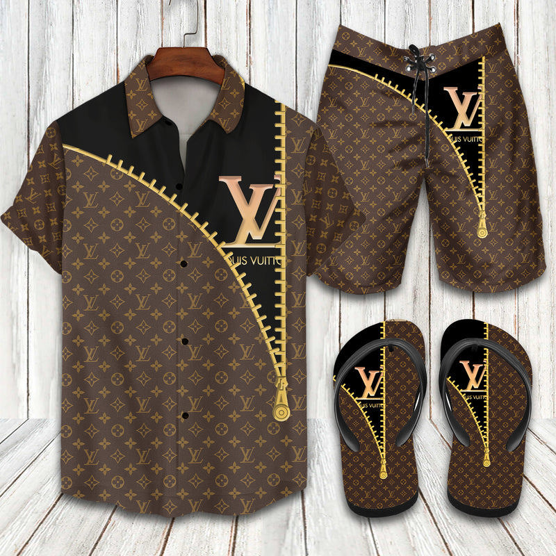 Lv paris brand hawaiian shirt Hawaii Shirt Shorts & Flip Flops