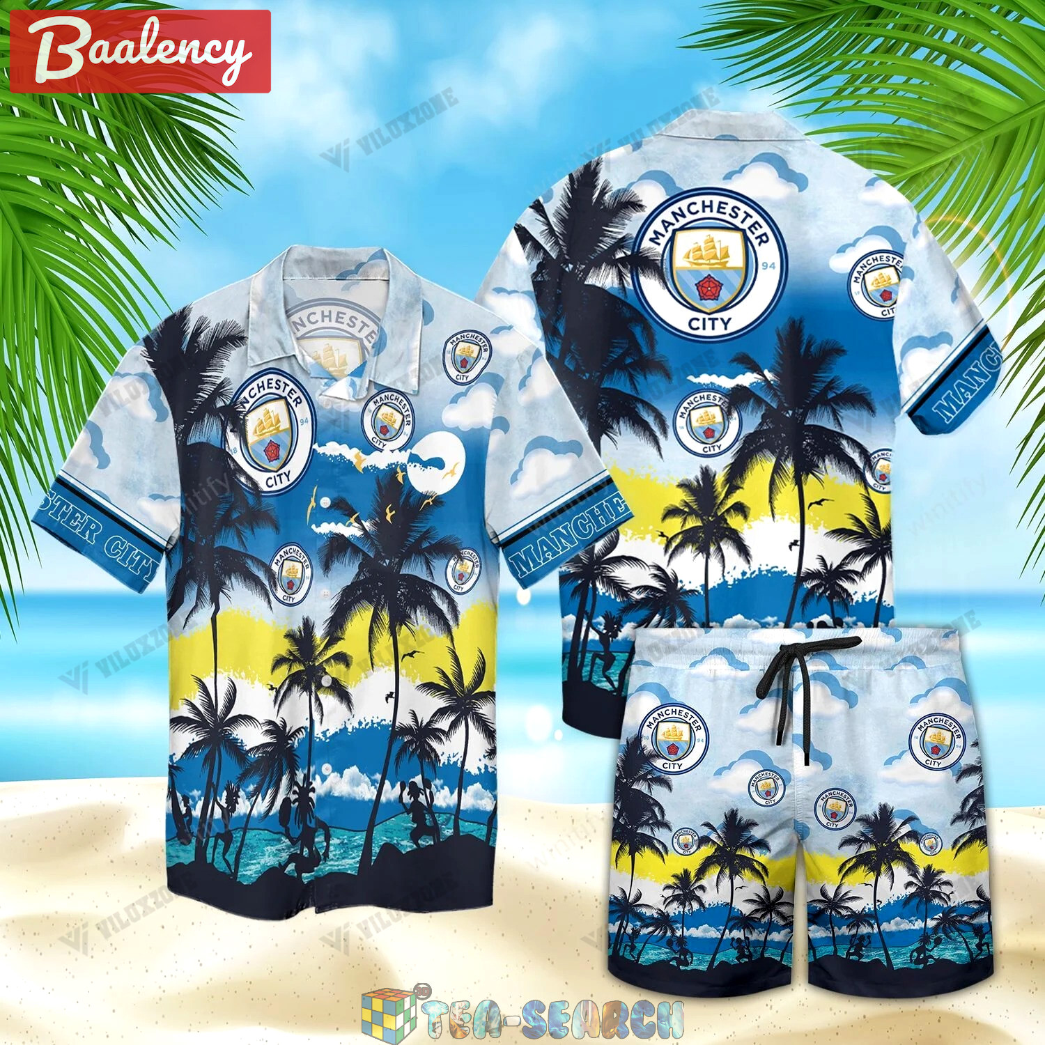 Manchester city fc palm tree hawaiian shirt Hawaii Shirt Shorts & Flip Flops