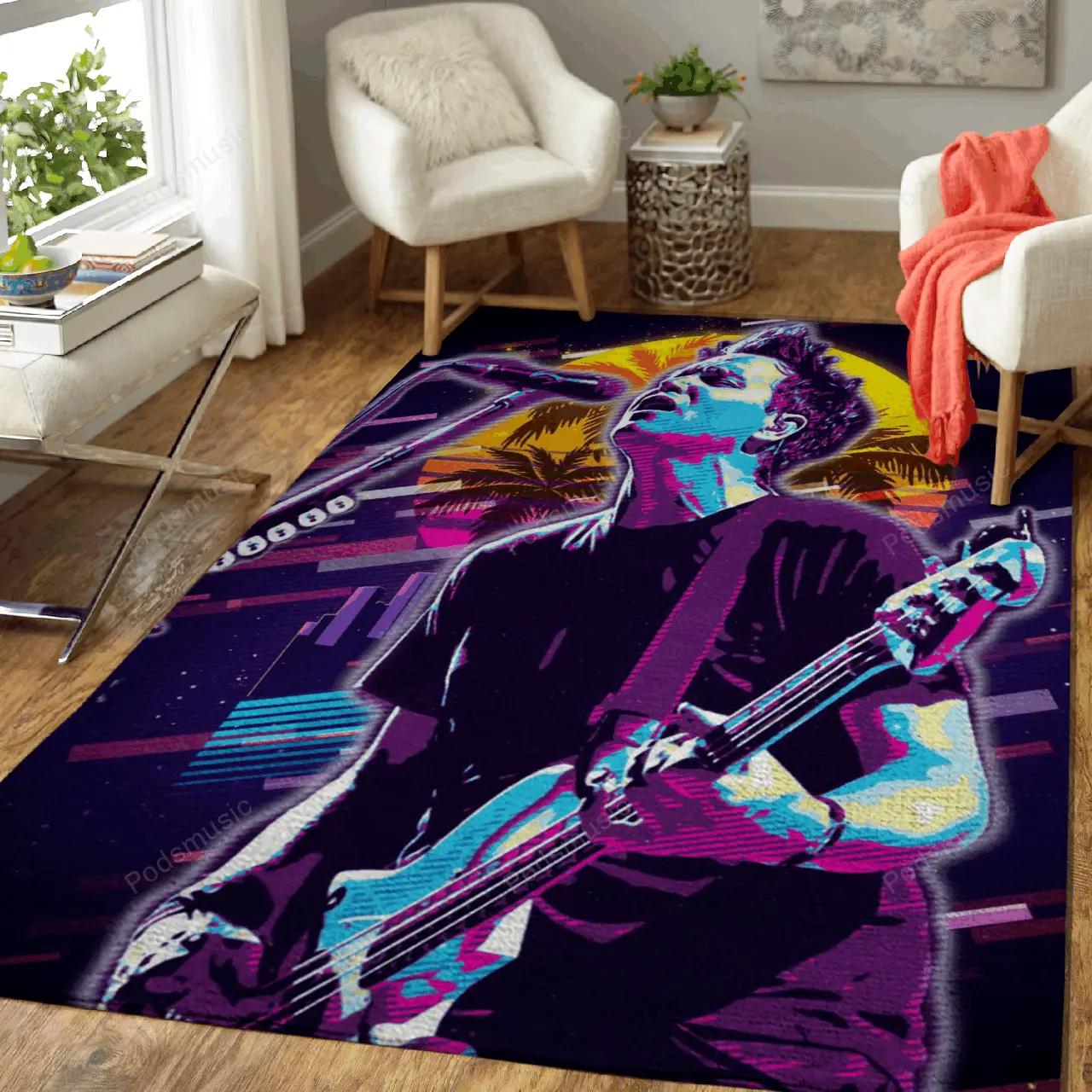 Mark hoppus of blink182 artwork music synthwave 80s art for fans area rug living room carpet rug regtangle carpet floor decor home decor Rectangle Rug