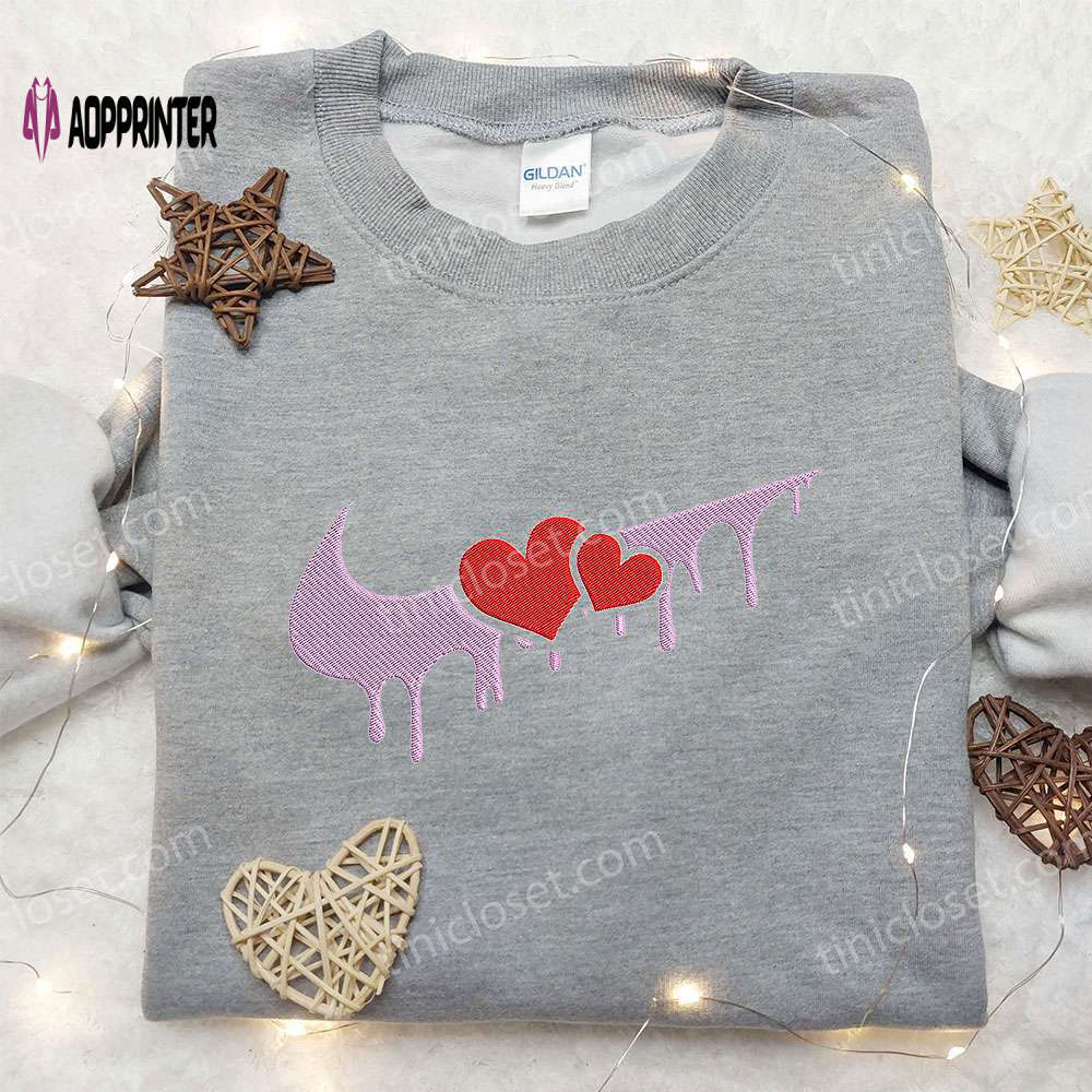 Melt heart x nike embroidered shirt: valentine s custom design Embroidered Shirt