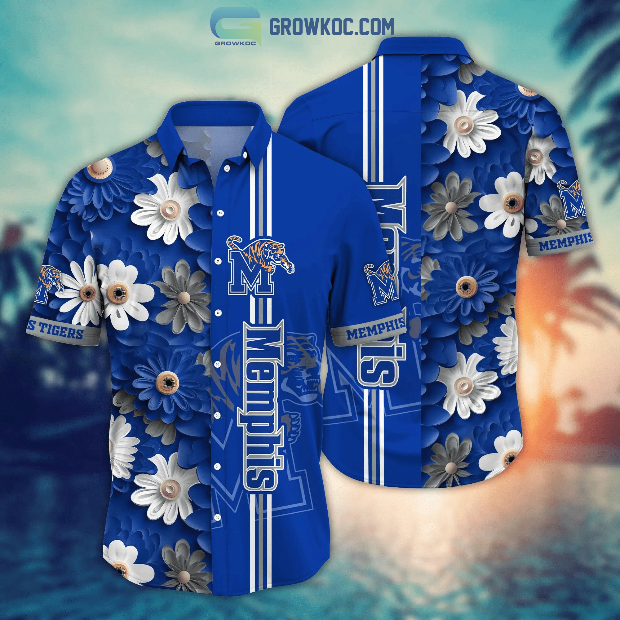 Memphis tigers ncaa flower hawaiian shirt Hawaii Shirt Shorts & Flip Flops