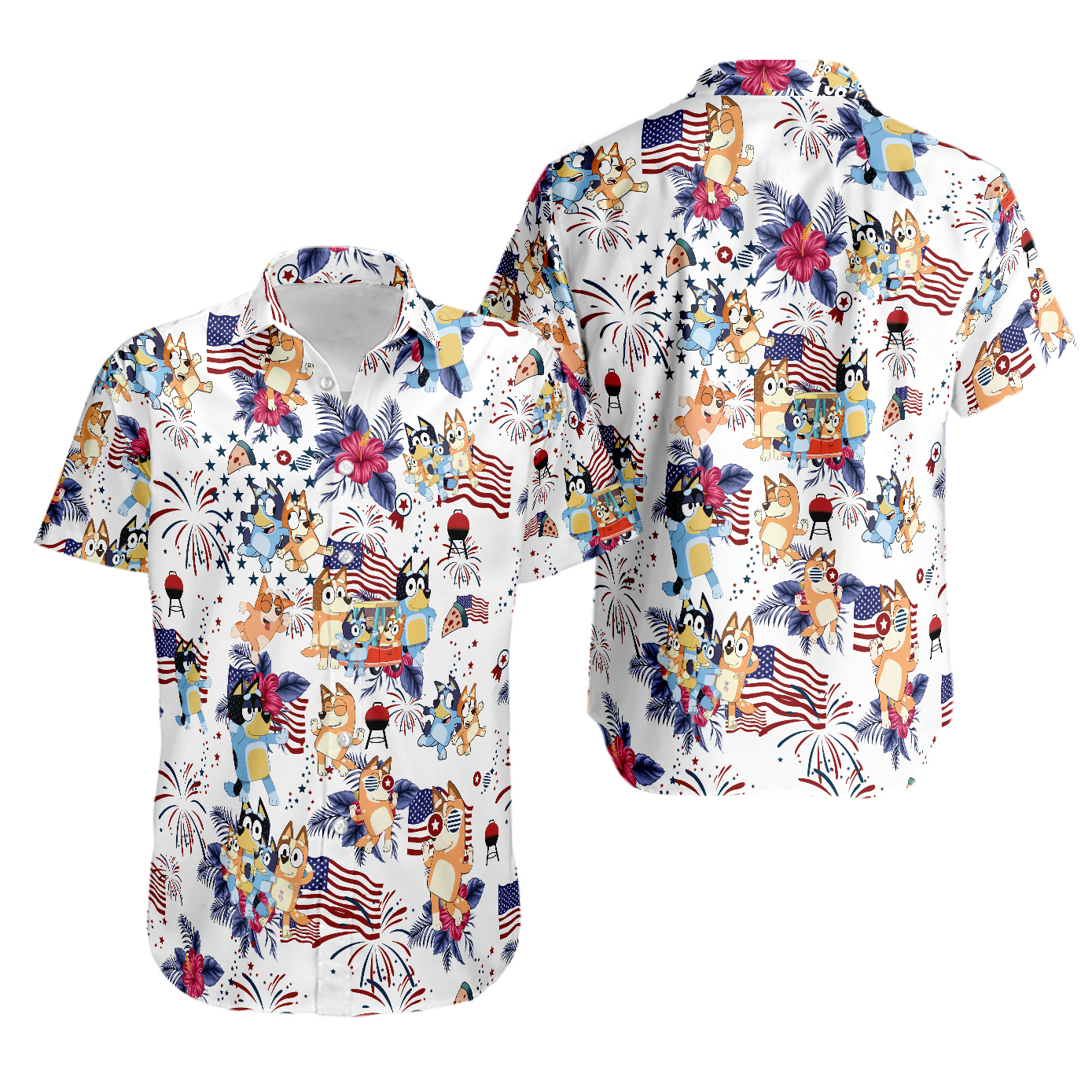 Mens tall hawaiian shirt stylish bluey bluey bingo tropical fun design Hawaii Shirt Shorts & Flip Flops