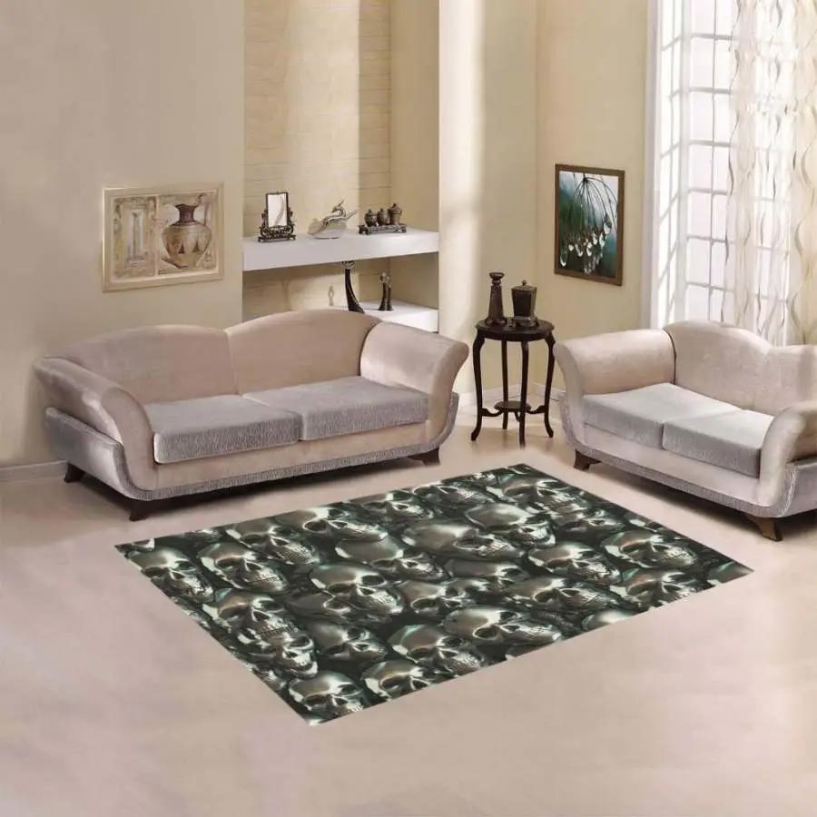Metal skull area rug living room rug home decor home decor bedroom living room decor Rectangle Rug