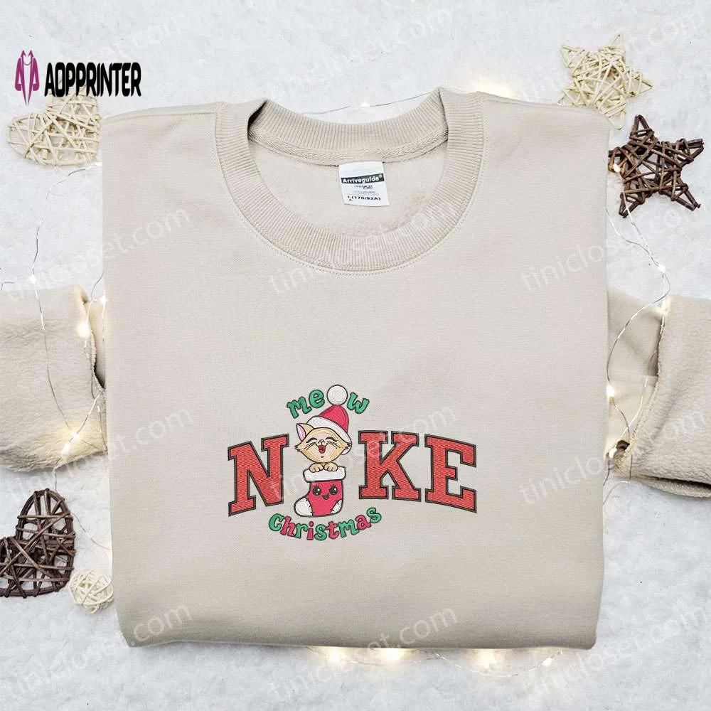 Mew xmas x nike embroidered sweatshirt: festive merry christmas shirt for the best gift ideas Embroidered Shirt
