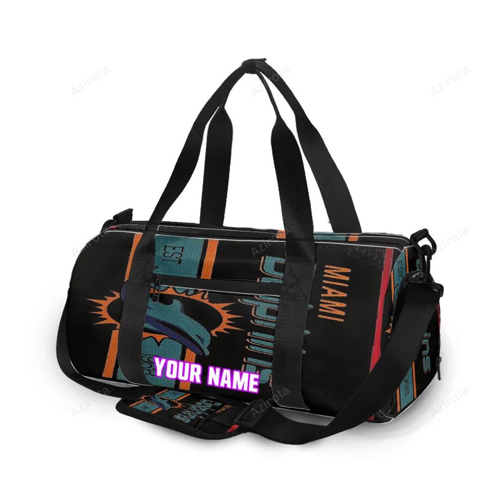 Miami dolphins logo art 6 personalized name travel bag gym bag 315 Travel Bag
