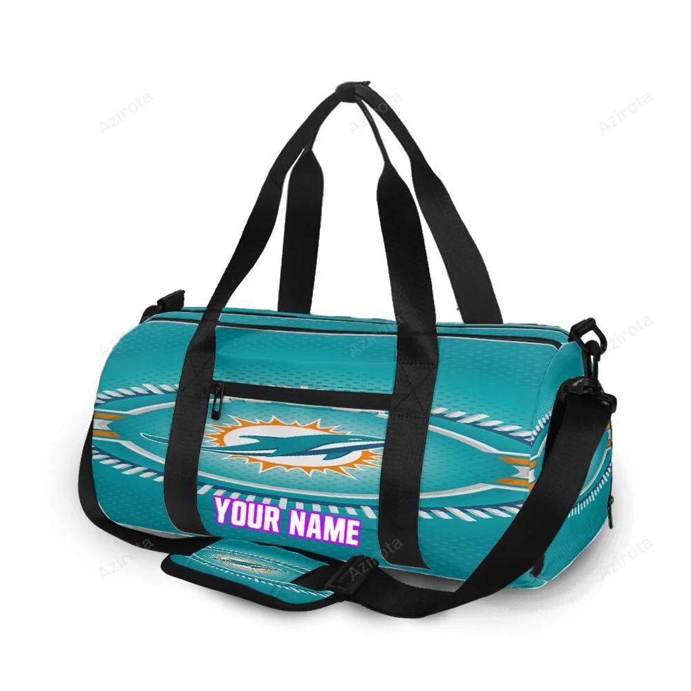 Miami dolphins logo art illustration personalized name travel bag gym bag 917 Travel Bag