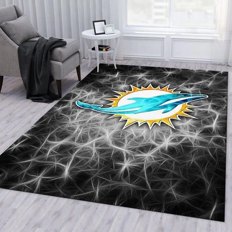 Miami dolphins nfl 12 living room and bed room rug rug regtangle carpet Rectangle Rug