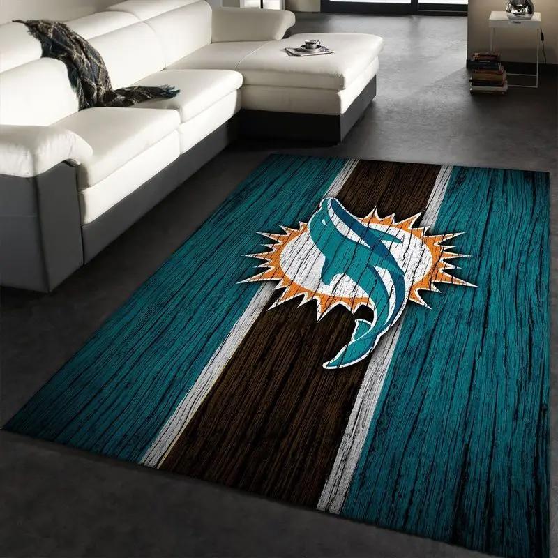 Miami dolphins nfl 28 area rug living room and bed room rug regtangle carpet Rectangle Rug